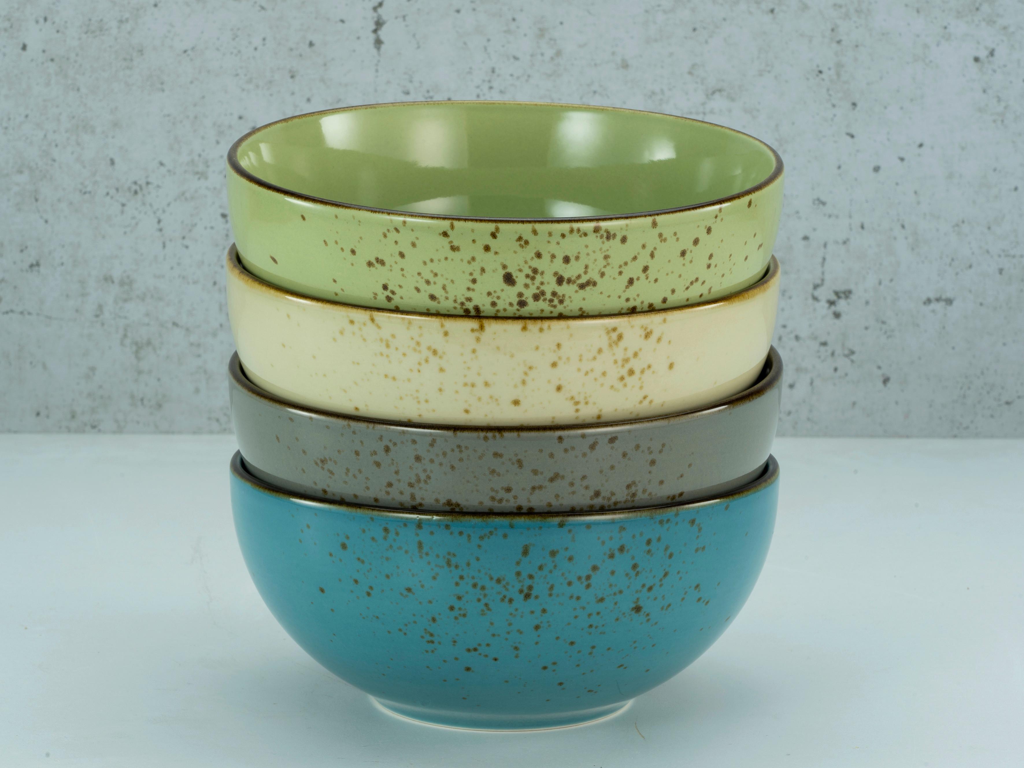 Keramik: Steinzeug • 4 Farben • spülmaschinengeeignet • 4-teilig,D/H:ca. 16,5/5,5cm • mikrowellengeeignet