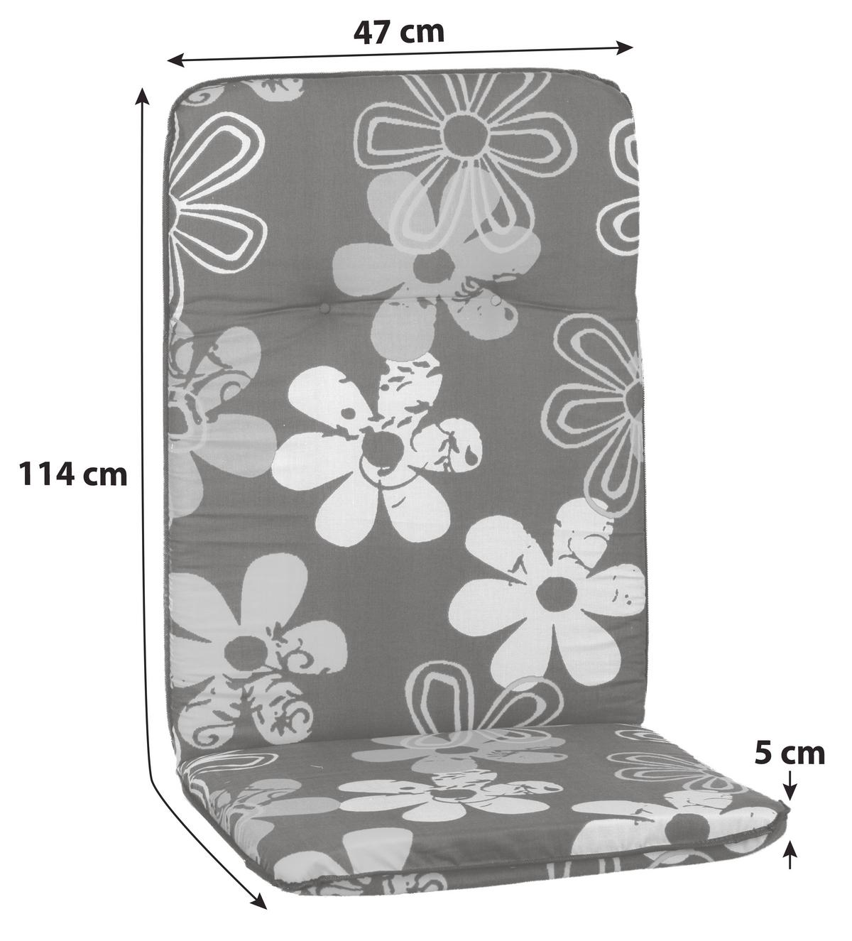 Hochlehner Wendeauflage Bali 114x47 cm Grau/Orange - Orange/Grau, Basics, Textil (114/47/5cm) - Beo