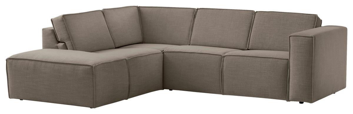 Ecksofa Dice Taupe/Grau 220x275 cm - Taupe/Schwarz, MODERN, Textil (220/275cm) - Trendmanufaktur