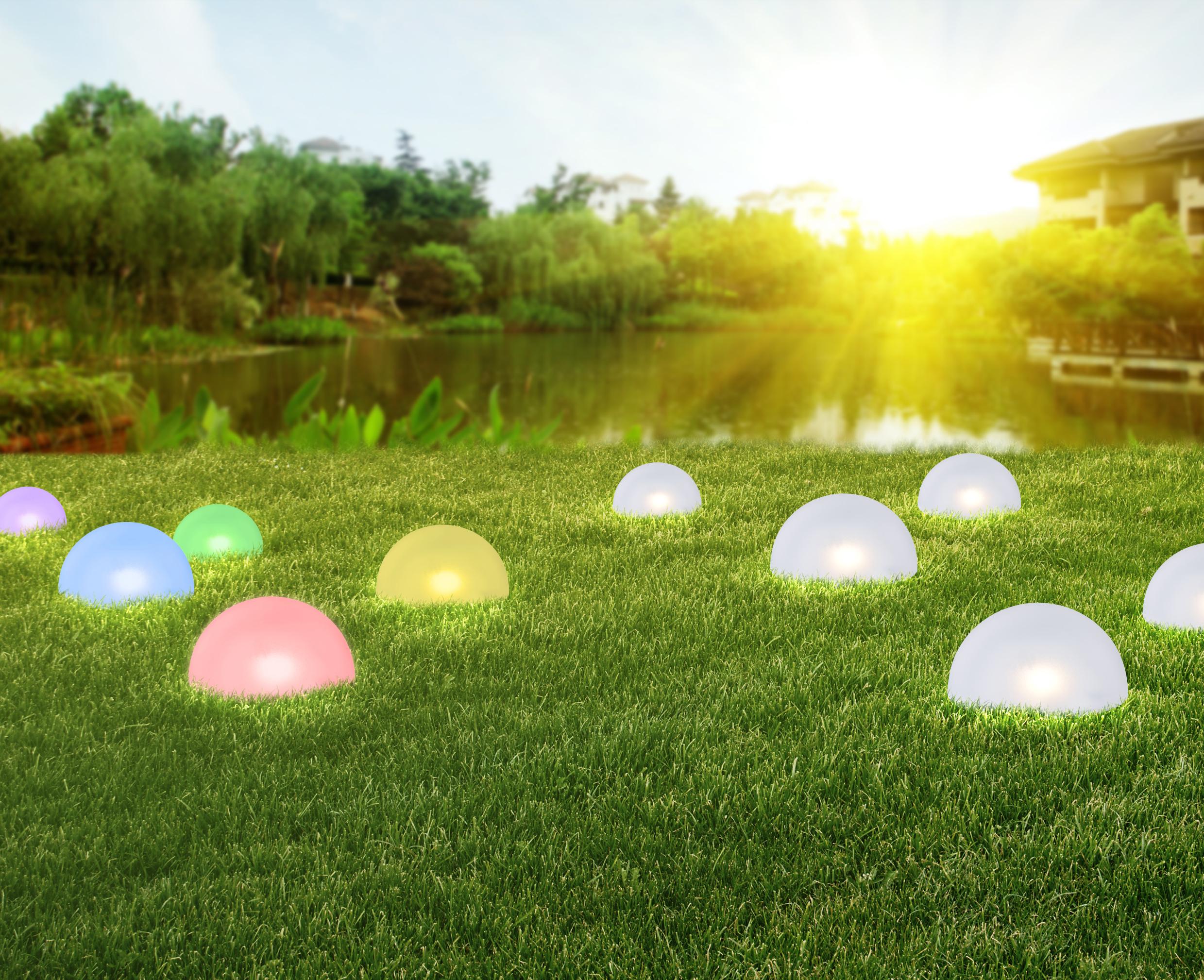 Solarleuchte Weiß Solar 5xled H: 19 cm - Schwarz/Weiß, Basics, Kunststoff (15/19cm) - Globo