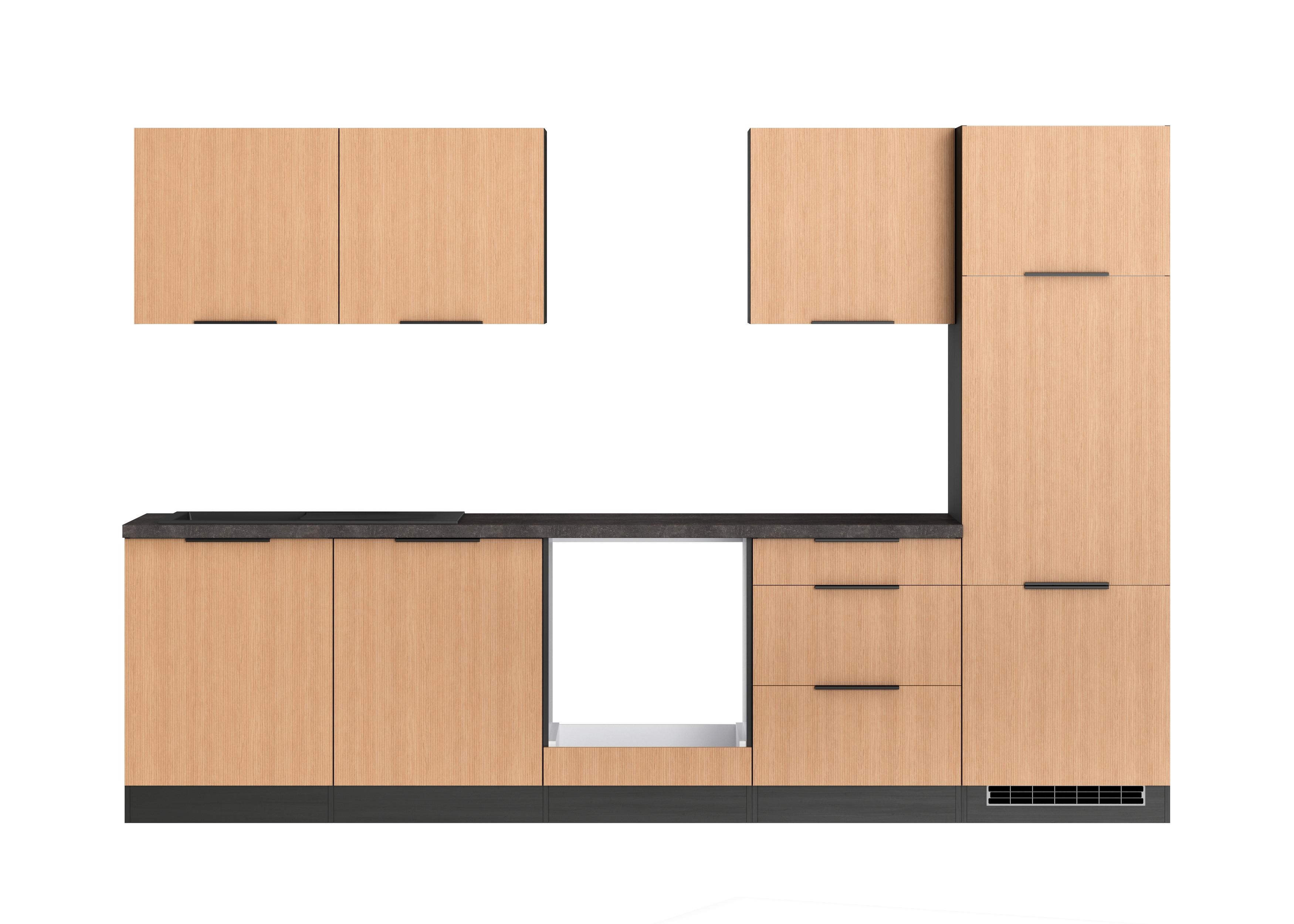 Küchenleerblock Glasgow Eichefarben/graphit B: 300 Cm - Eichefarben/Graphitfarben, LIFESTYLE, Holzwerkstoff (300cm) - Held