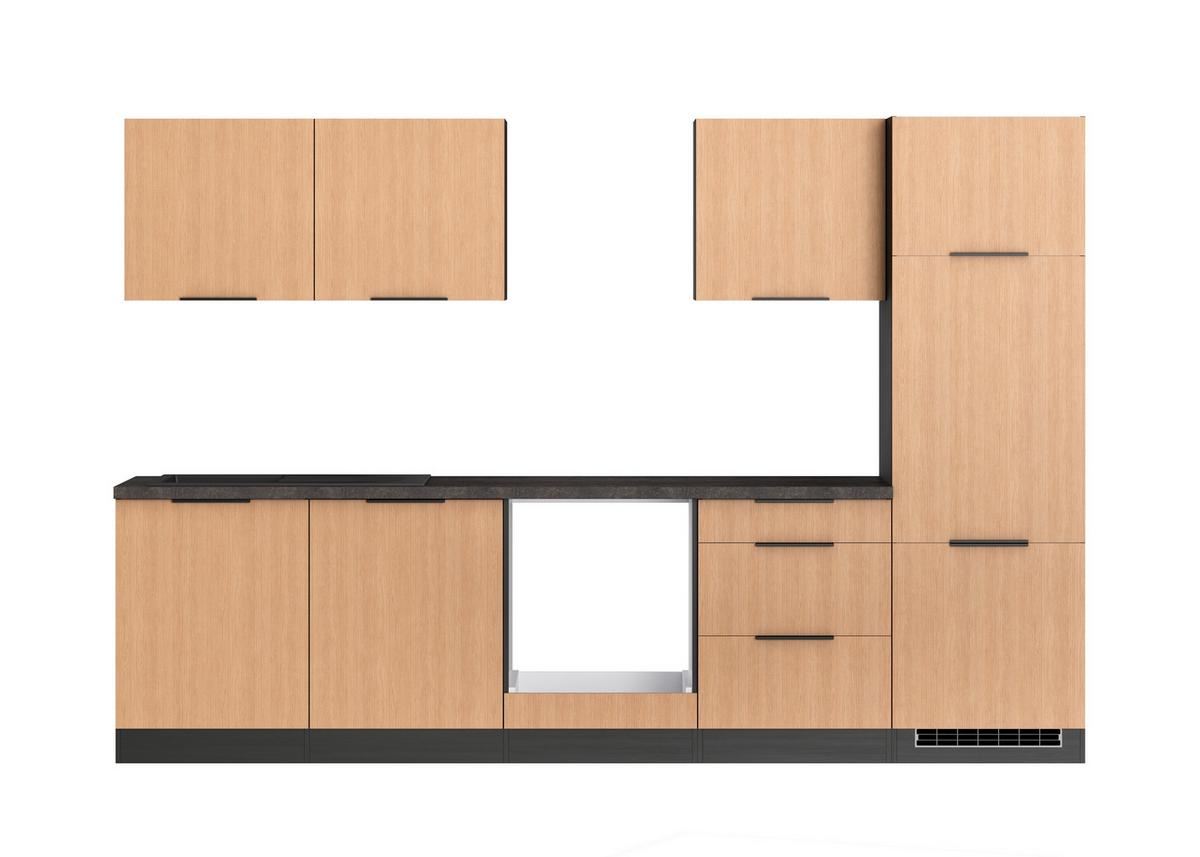 Küchenleerblock Glasgow Eichefarben/graphit B: 300 Cm - Eichefarben/Graphitfarben, LIFESTYLE, Holzwerkstoff (300cm) - Held