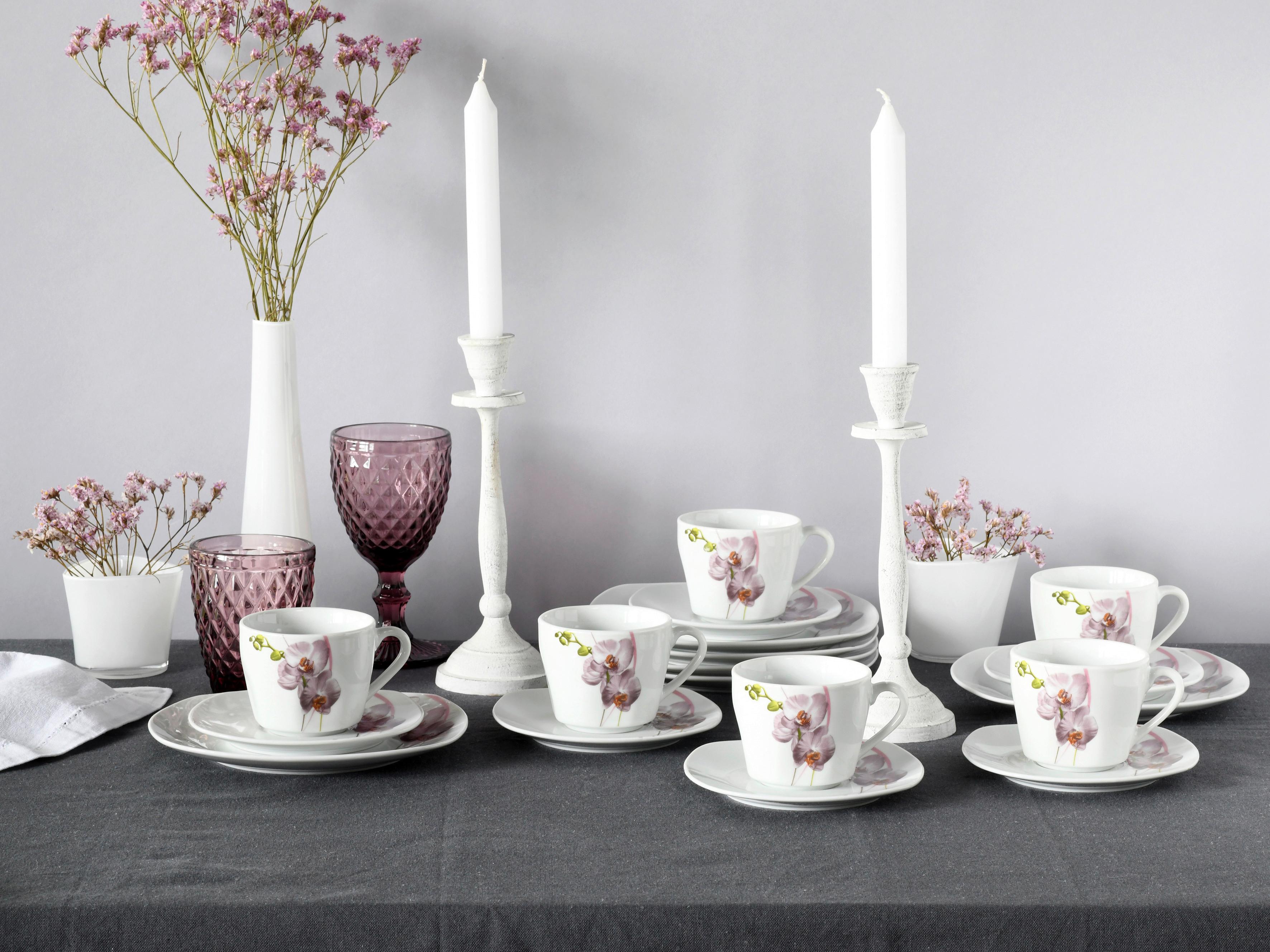 Kaffeeservice Square Orchidee 18--Teilig., Multicolor - Multicolor, Trend, Keramik - Creatable