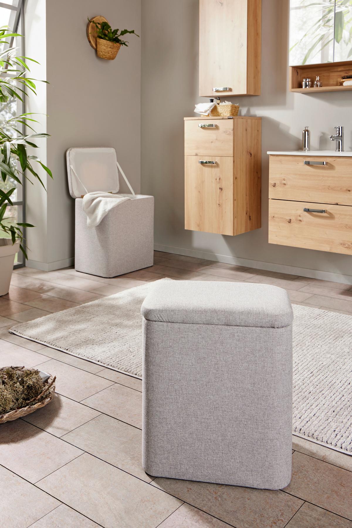 Wäschetonne Sandra - Hellgrau/Grau, Basics, Holz/Textil (48/38/53cm) - Luca Bessoni