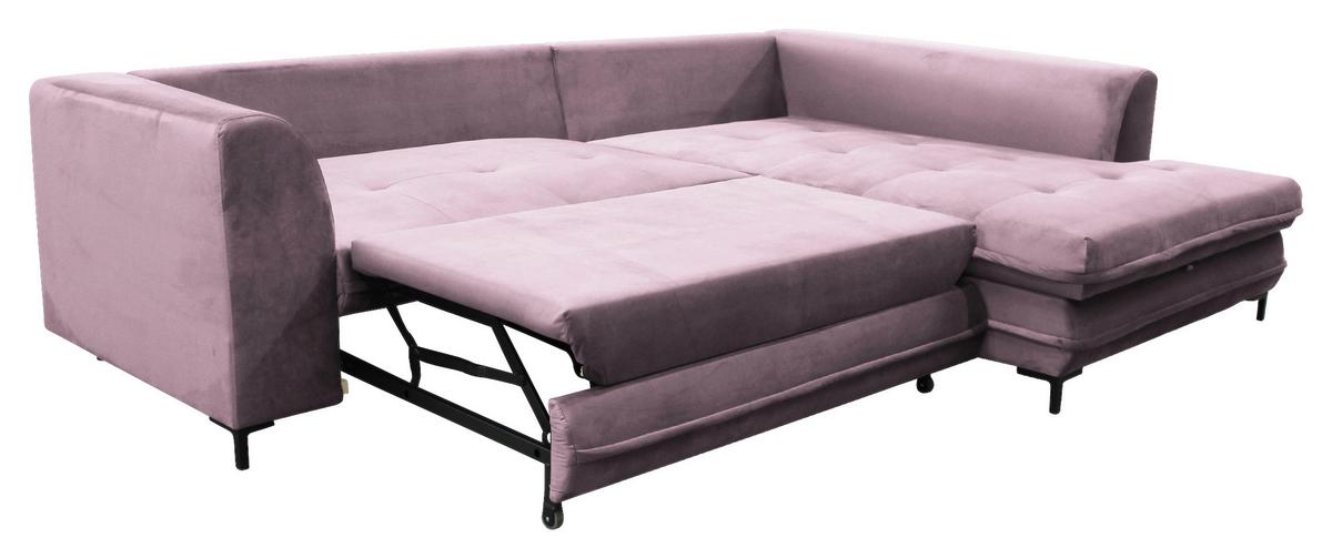 Eckschlafsofa Bello Beere Mit Schlaffunktion Ottomane Rechts - Beere/Schwarz, Design, Textil (277/187cm) - Livetastic