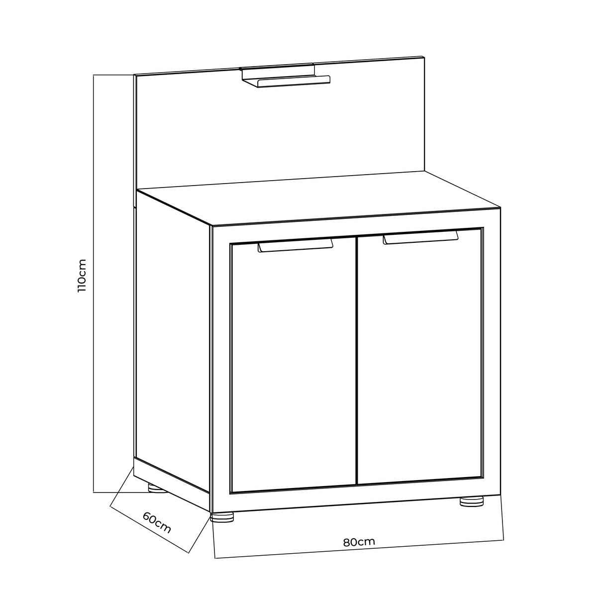 Outdoorküchenunterschrank Bbq Origin, Anthrazit, Stahl - Anthrazit, Basics, Metall (80/110/60cm) - Gardenson