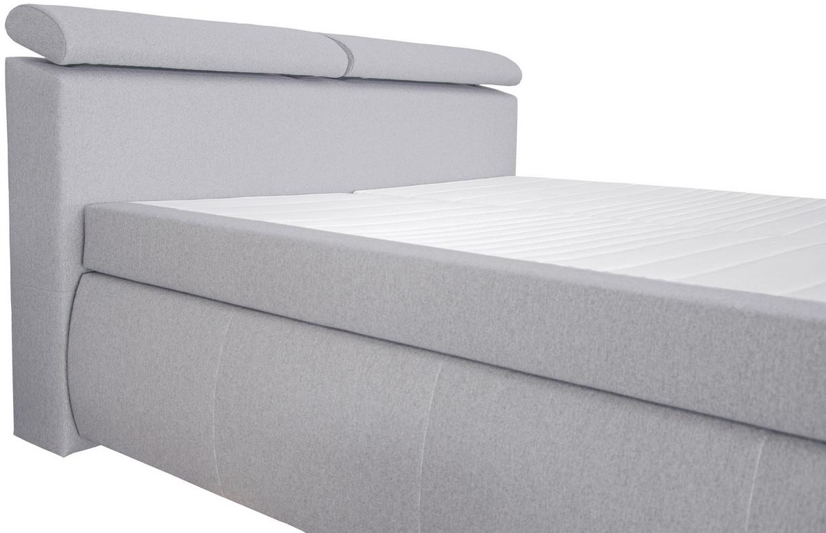 Boxspringbett mit Topper 180x200 cm Anett - Chromfarben/Hellgrau, Basics, Textil (180/200cm)