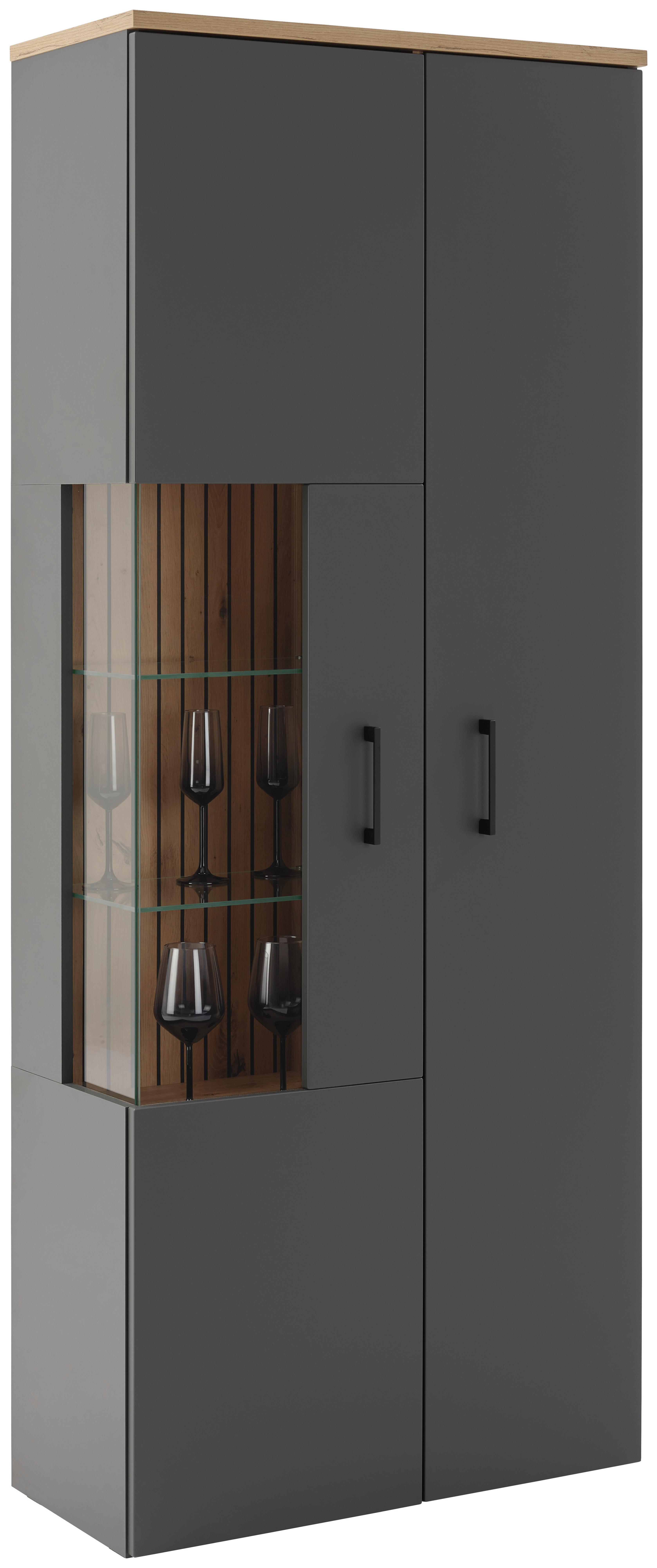 Vitrin Amare Amrv 03 - Modern, faalapú anyag/Üveg (76,3/192/35cm)