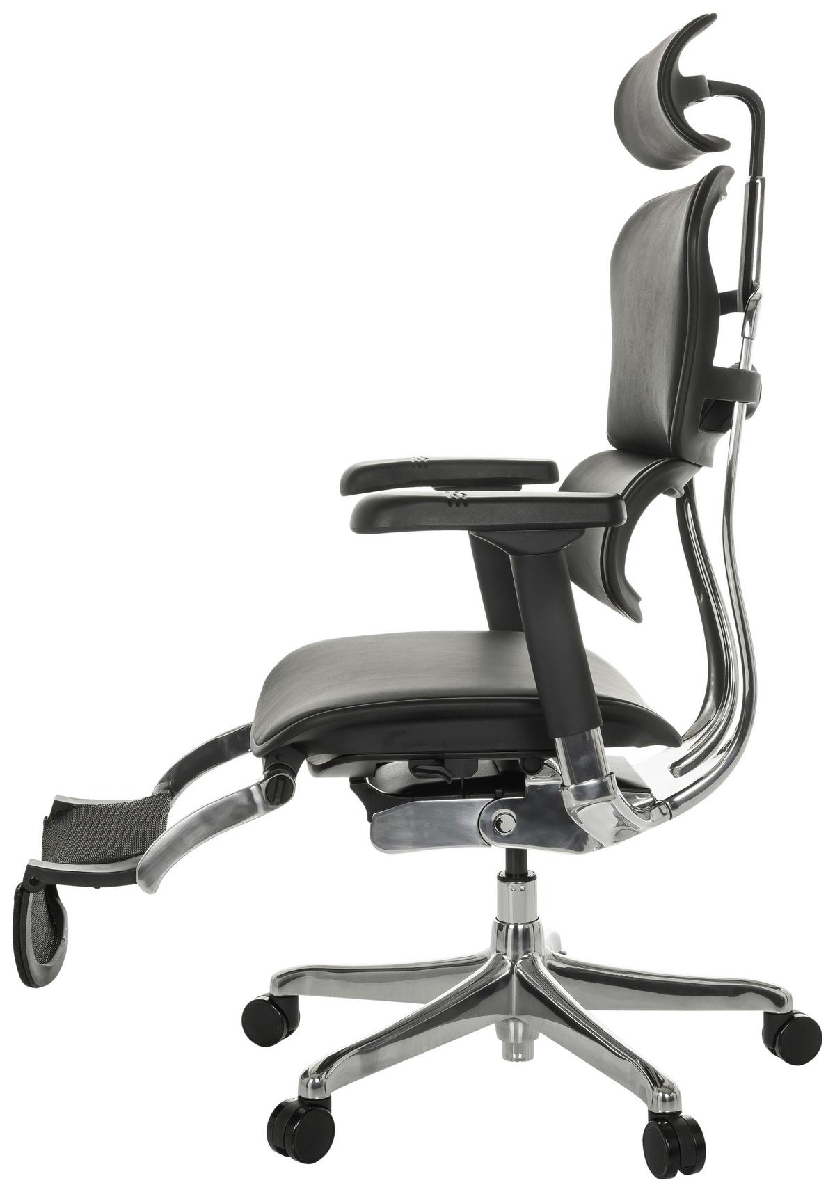 Drehstuhl Ergohuman Plus Schwarz B: 76 cm - Schwarz, MODERN, Leder/Kunststoff (76/119 - 138/64cm) - MID.YOU