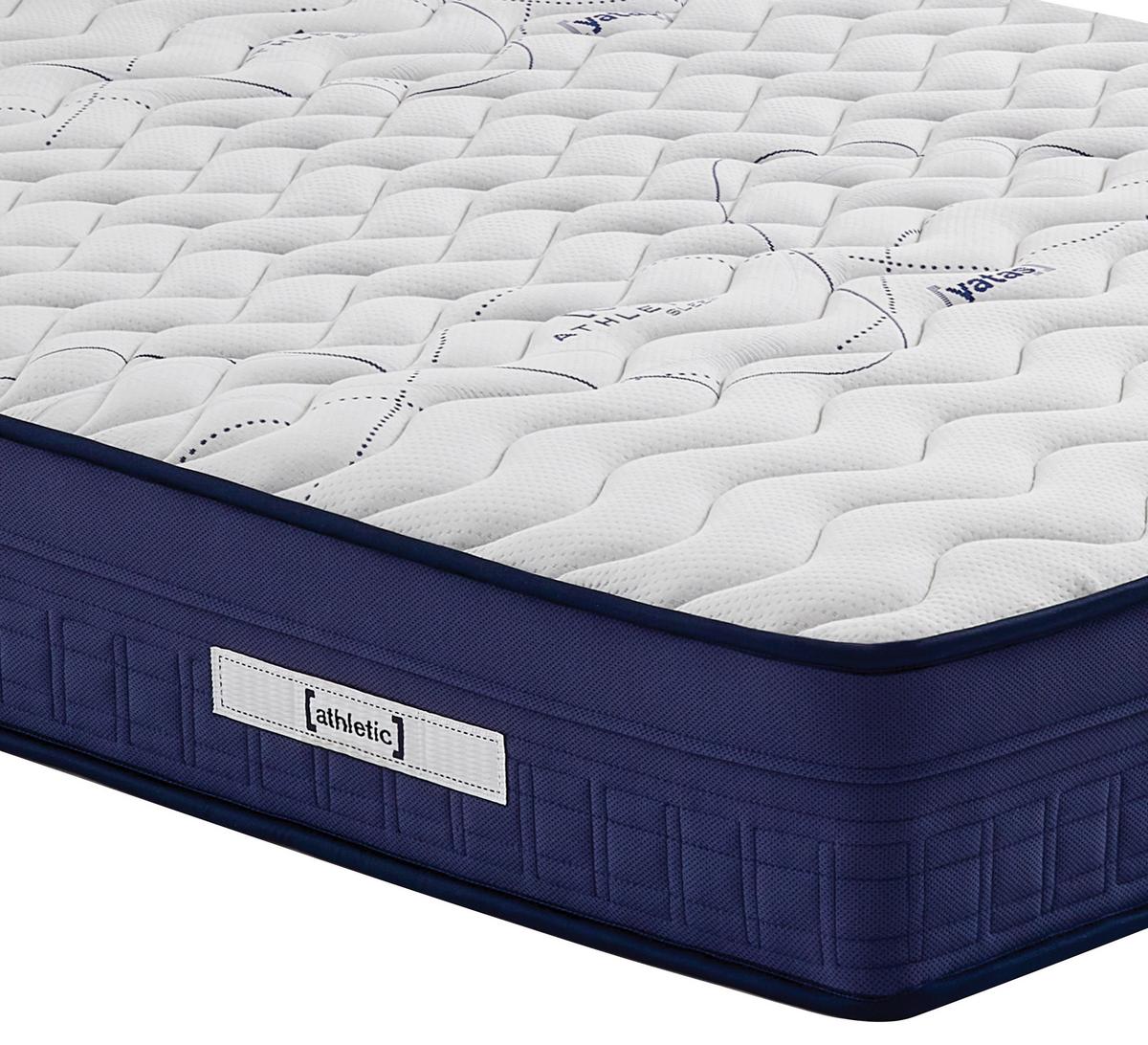 Taschenfederkernmatratze Athletic 90x200 cm H3 H: 28 cm - Weiß/Dunkelblau, Basics, Textil (90/200cm) - Yatas