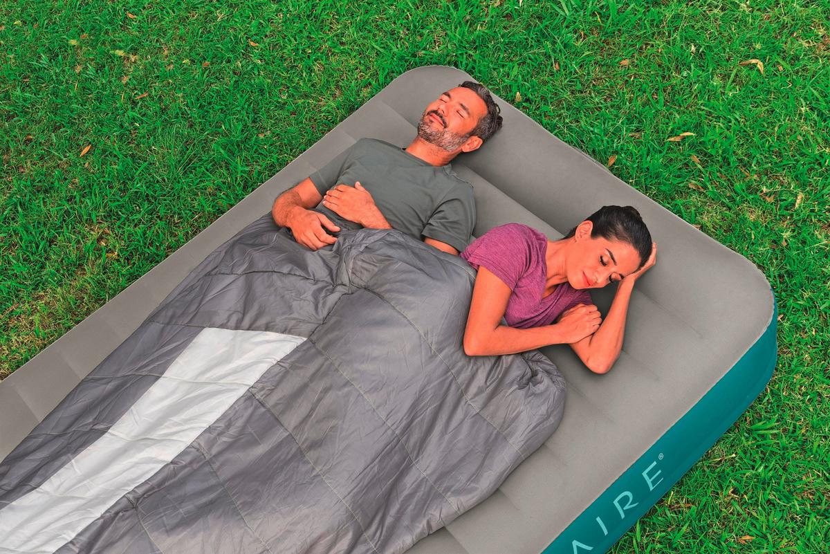Luftbett Michael 203x152x36 Cm Bis 350kg, Inkl. Pumpe - Grau/Hellblau, KONVENTIONELL, Kunststoff/Metall (203/152/36cm) - Bestway