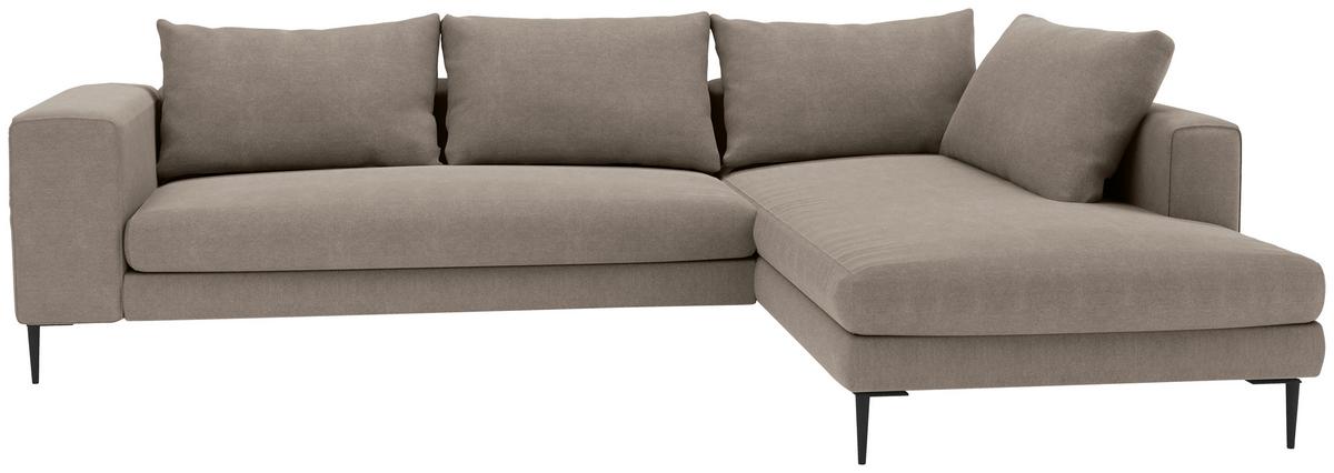 Ecksofa Aurora II - Taupe/Schwarz, MODERN, Textil (295/210cm) - Trendmanufaktur