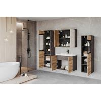 Badezimmer Madrit II 5-Teilig Kastanieeichefarben B: 120,4cm - Kastanieneichefarben/Anthrazit, LIFESTYLE, Glas/Keramik (120,4/131,5/30,2cm) - P & B