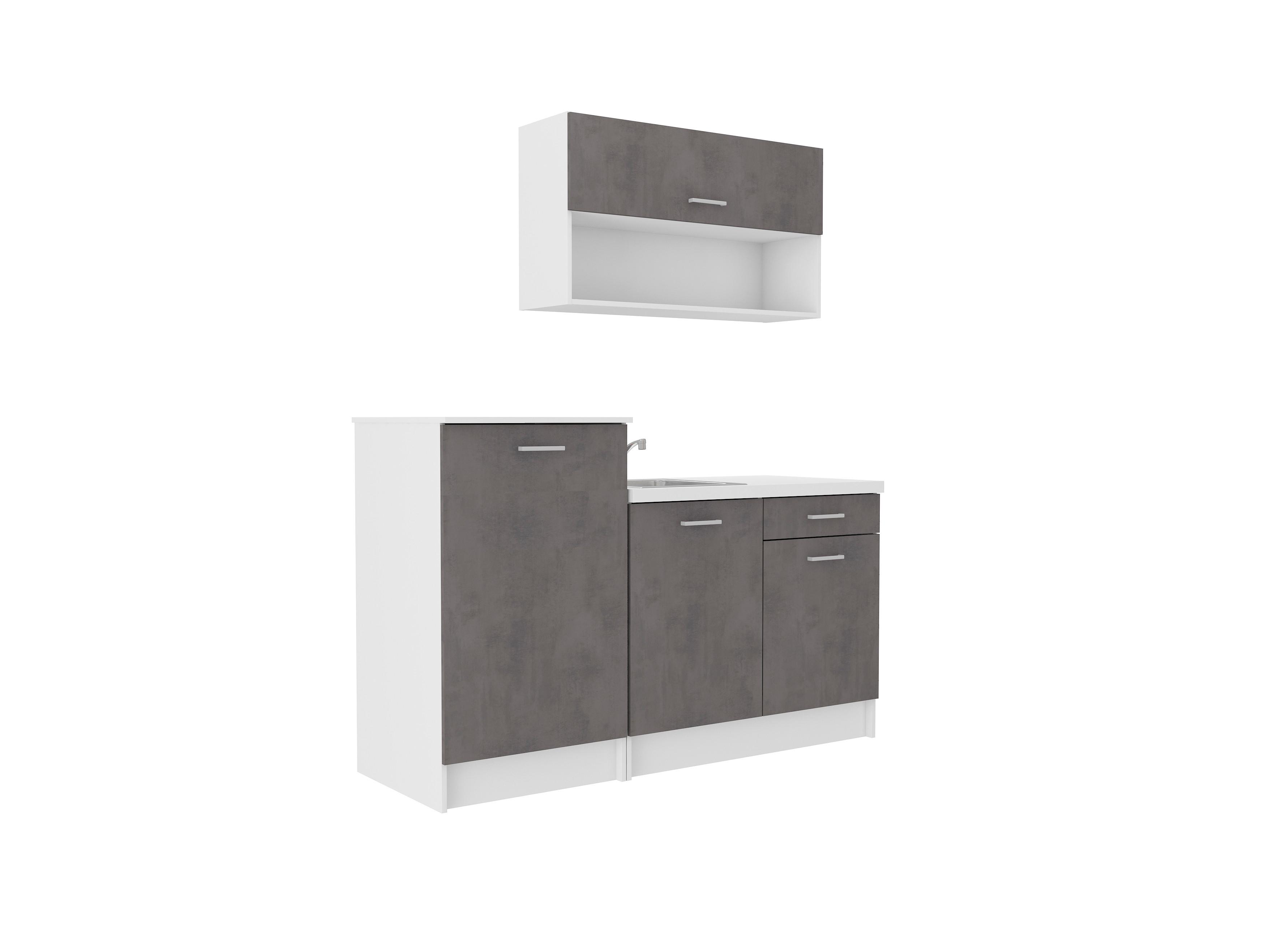 Kuchynský blok SMART bez spotrebičov, šírka 160 cm - sivá/biela, Design, kompozitné drevo/plast (160cm) - P & B