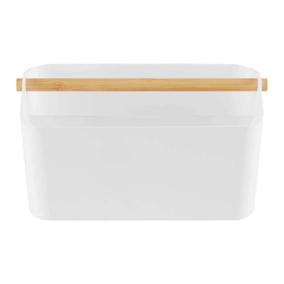 Košík ORGANIZER - biela, Modern, plast/prírodné materiály (28/16,8/14,8cm) - Mömax