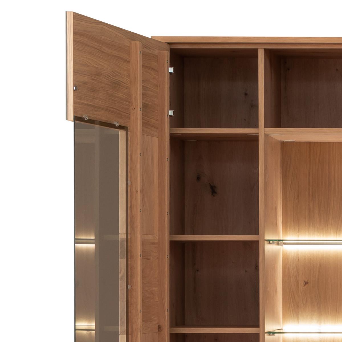 Wohnkombination Teilmassiv 3tlg. Valencia Anthrazit - Eiche Bianco/Anthrazit, Design, Glas/Holz (258/207/50cm) - MID.YOU