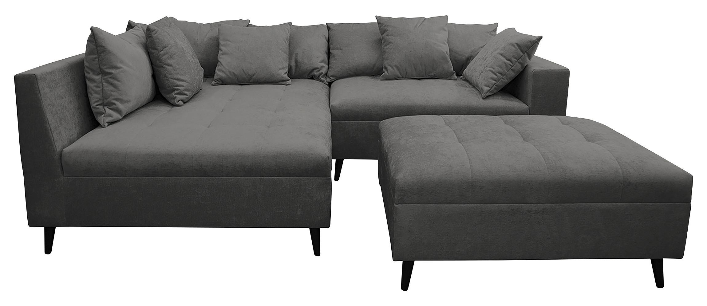 Ecksofa Pruno, Grau S: 174x247 Cm - Schwarz/Grau, Design, Textil (174/247cm) - MID.YOU