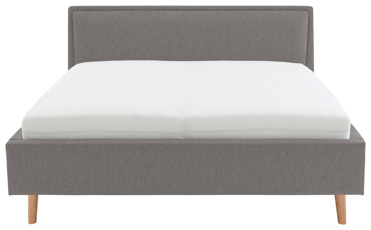 Polsterbett Frieda 180x200cm Hellgrau, inkl. Bettkasten - Eichefarben/Hellgrau, KONVENTIONELL, Holz/Textil (180/200cm) - Livetastic