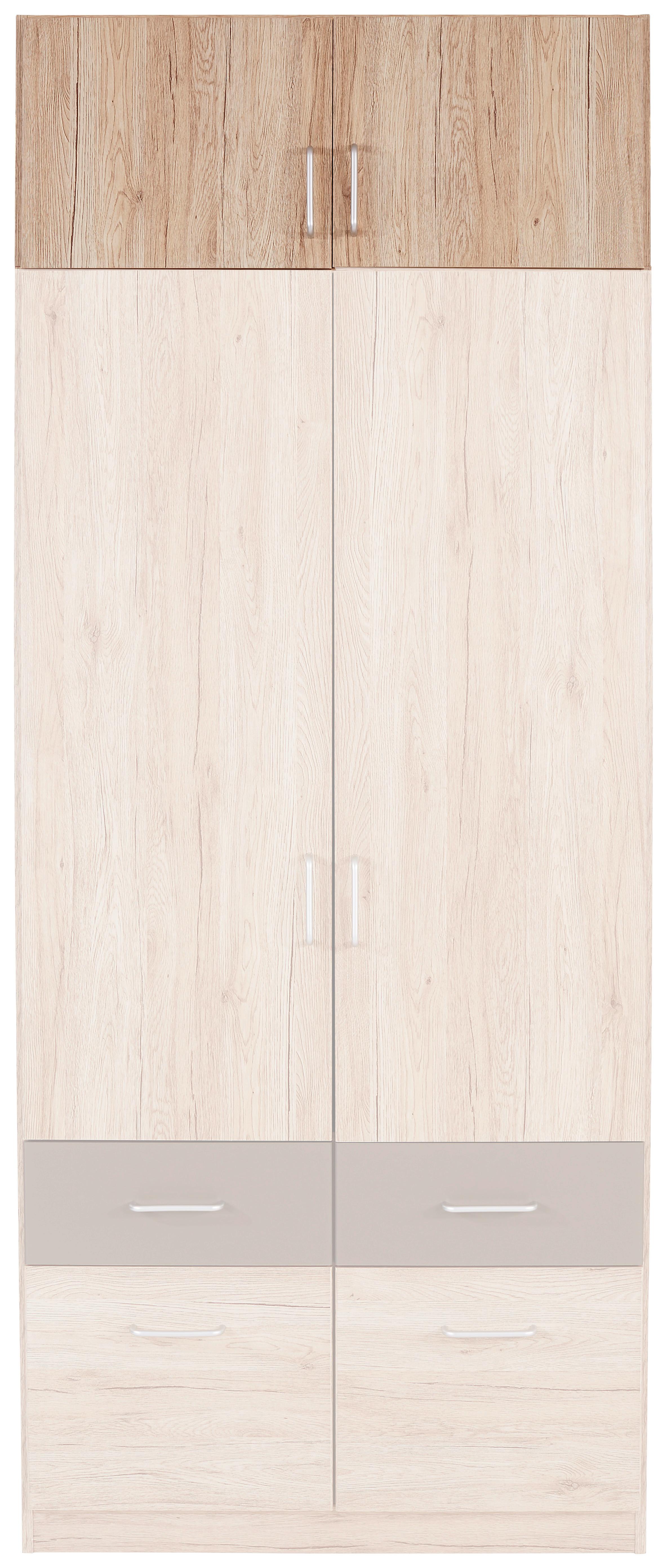 Nástavec Na Skříň Aalen-Extra - barvy dubu/barvy hliníku, Konvenční, kompozitní dřevo/plast (91/39/54cm)