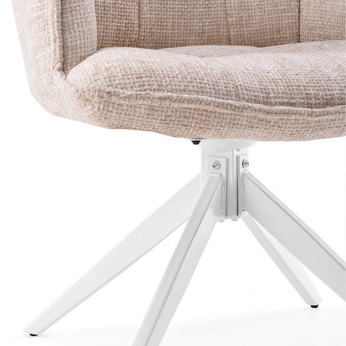 ARMLEHNSTUHL Tavaro Beige B: 59cm - Beige/Weiß, MODERN, Textil/Metall (59/85/63cm) - MID.YOU
