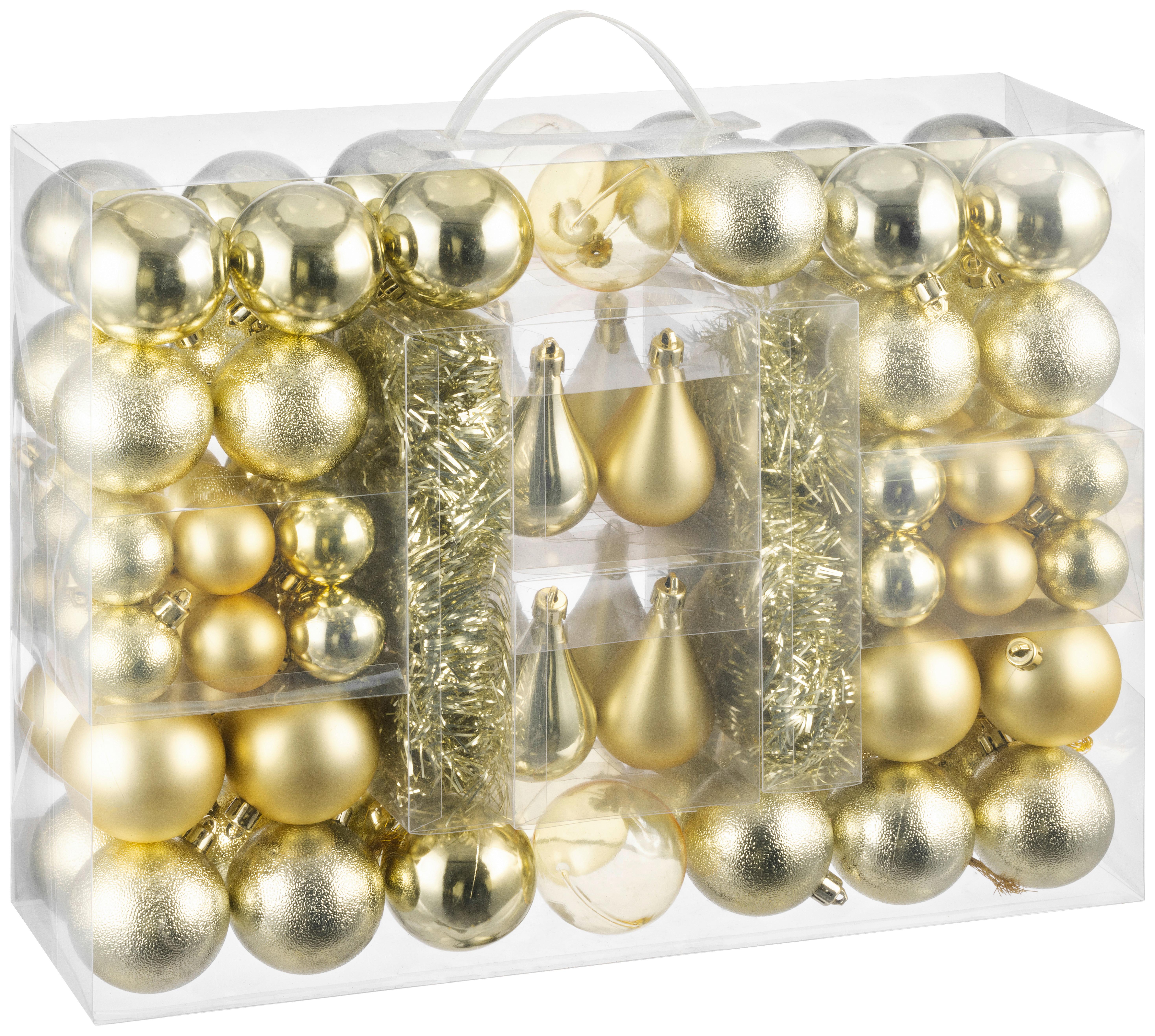 Christbaumkugel-Set Anita - Goldfarben, KONVENTIONELL, Kunststoff - Luca Bessoni