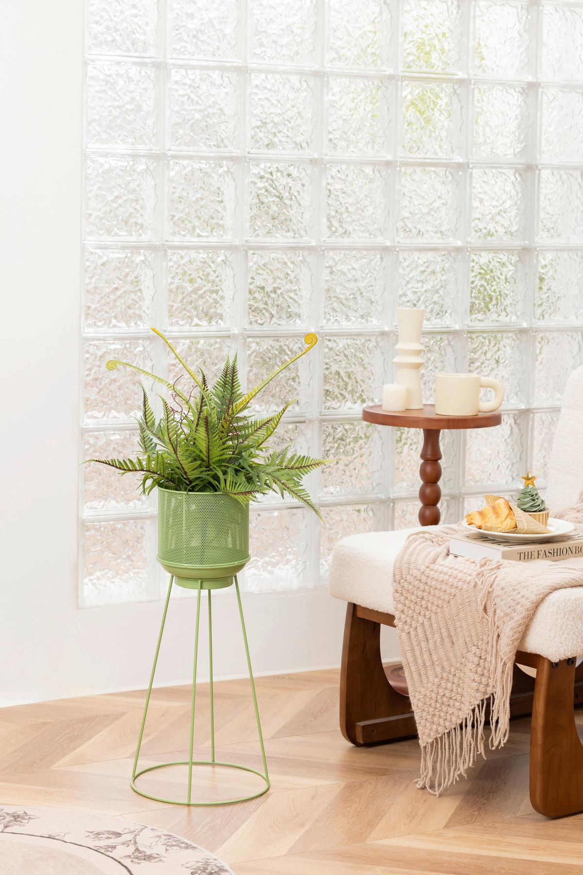 Blumensäule Medina - Grün, KONVENTIONELL, Metall (24.5/54cm) - Luca Bessoni