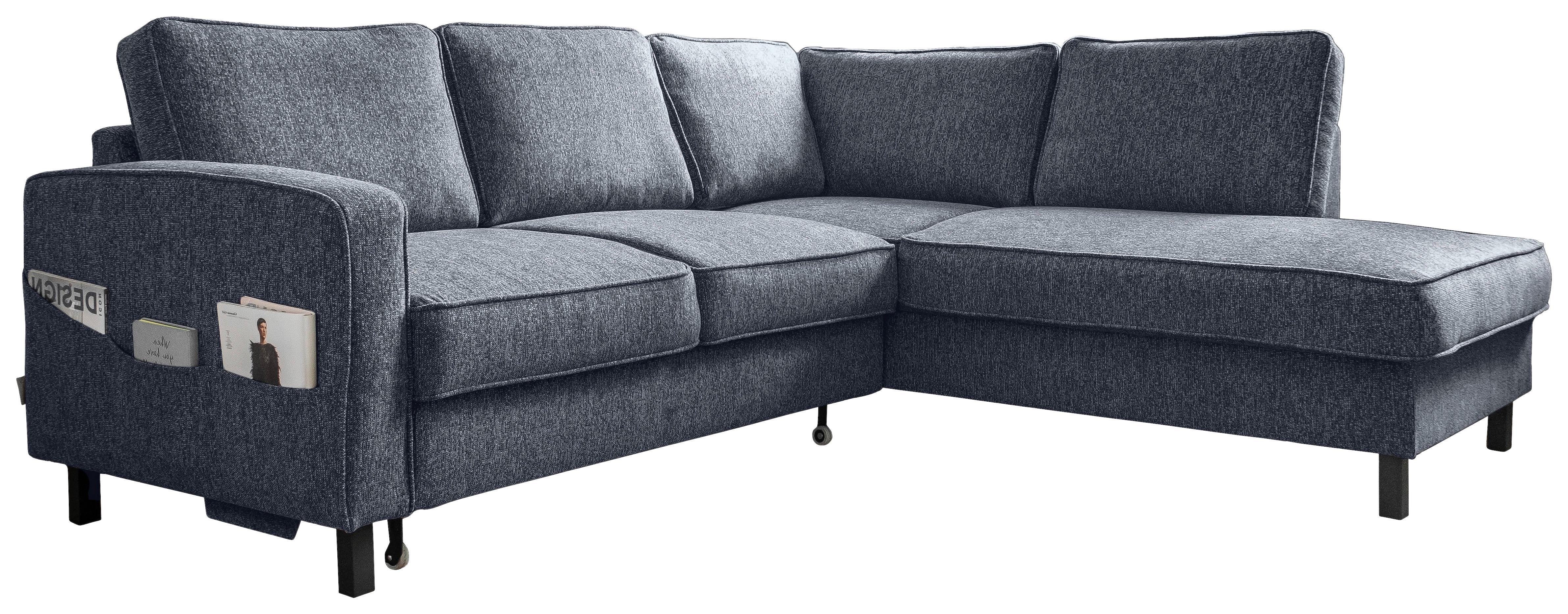 Ecksofa Molly Dunkelblau S: 233x198 cm - Schwarz/Dunkelblau, Textil (233/198cm) - MID.YOU