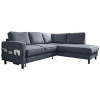 Ecksofa Molly Dunkelblau S: 233x198 Cm - Schwarz/Dunkelblau, Textil (233/198cm) - MID.YOU