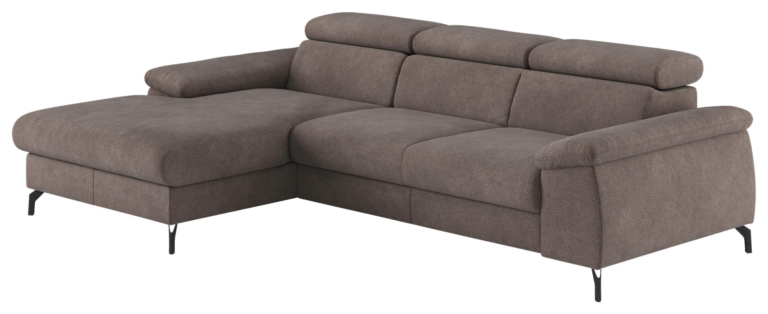 Ecksofa mit Schlaffunktion & Bettkasten Kitty Grau - Schwarz/Grau, Design, Textil (166/244cm) - Livetastic
