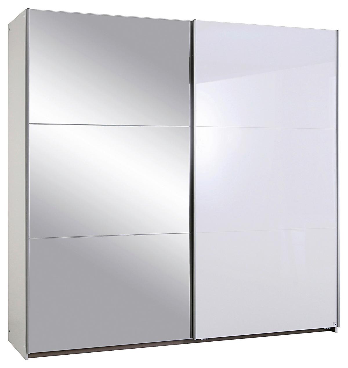 Schwebetürenschrank Mit Spiegel 218cm Halle, Weiß - Weiß Hochglanz/Weiß, KONVENTIONELL, Holzwerkstoff (218/210/59cm) - Rauch Möbel