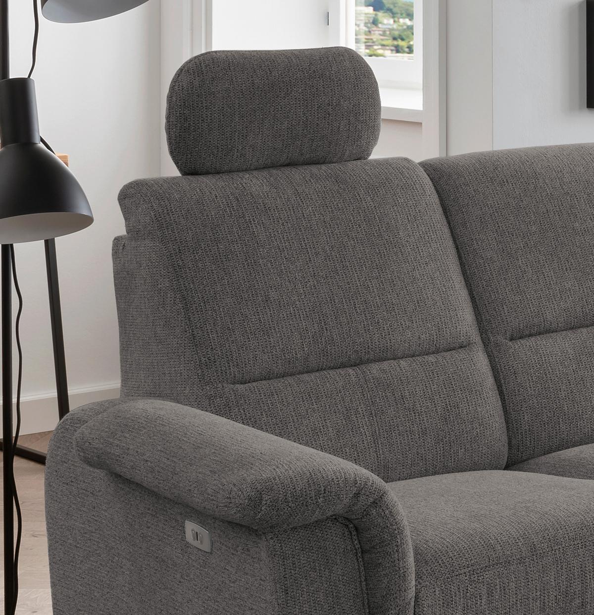 Ecksofa mit Relaxfunktion Parole Graubraun Chenille - Chromfarben/Graubraun, MODERN, Textil (275/236cm) - Livetastic