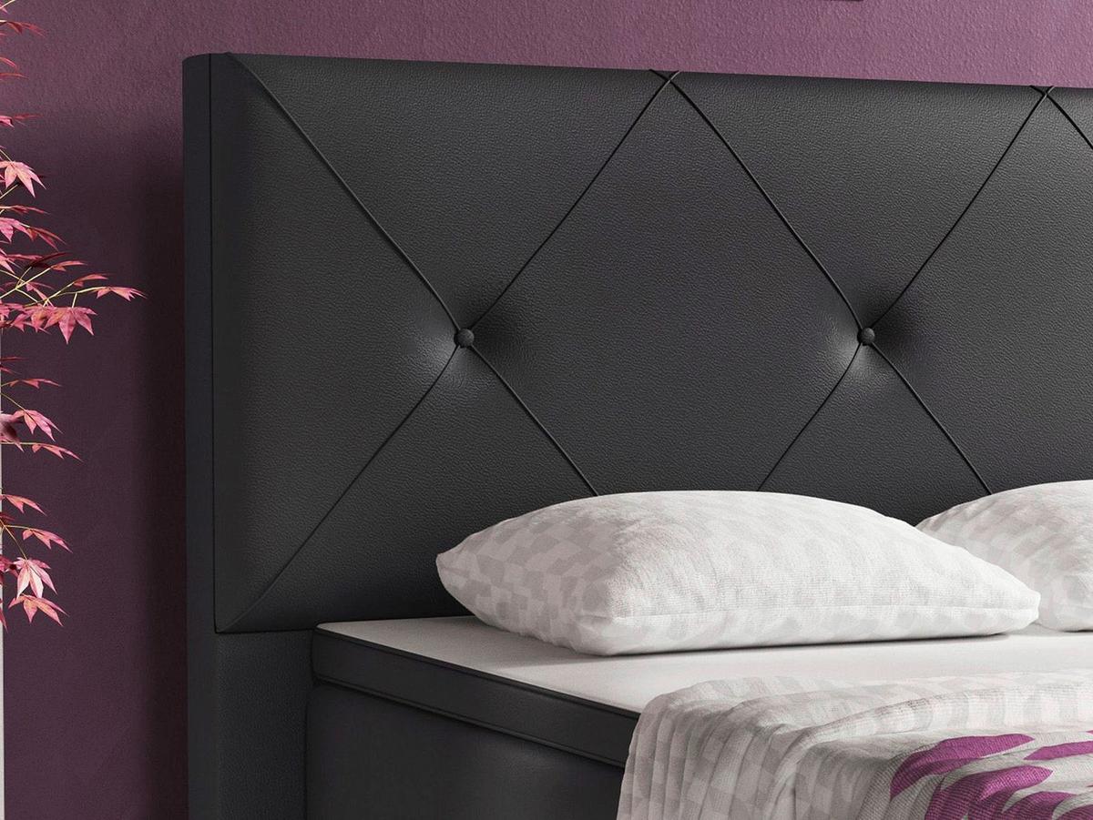 Boxspringbett Mit Topper 180x200 Cm Oxfrod - Anthrazit/Silberfarben, KONVENTIONELL, Leder/Textil (200/125/210cm) - MID.YOU