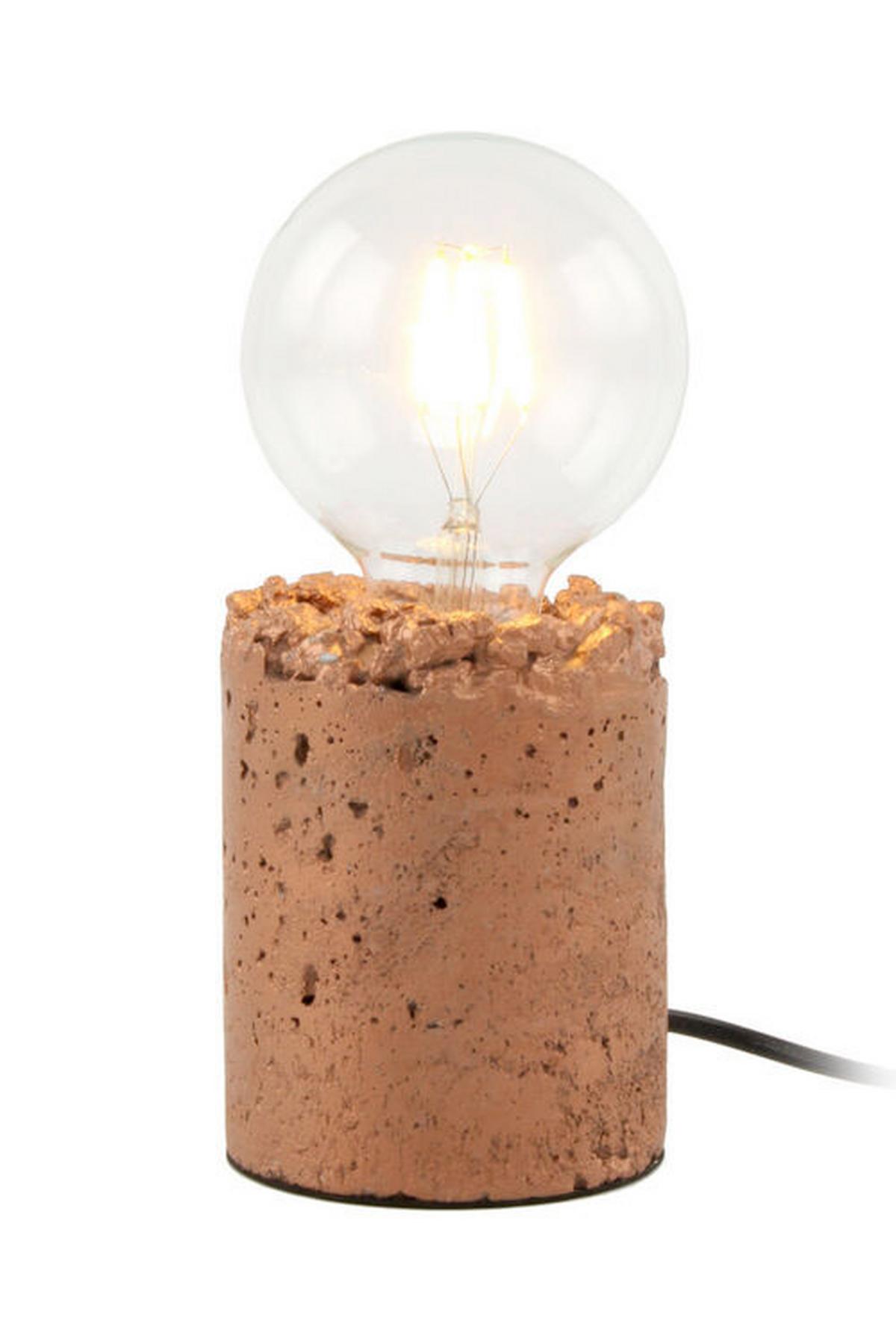 Tischlampe Curacao Kupferfarben - Kupferfarben, Trend, Stein (9,5/9,5/13,5cm) - Kayoom