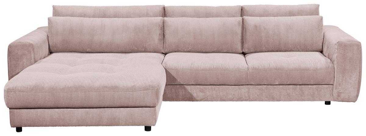 Ecksofa Barura 2s. Urc Hellrosa S: 194/333 Cm - Hellrosa/Schwarz, KONVENTIONELL, Holzwerkstoff/Textil (194/333cm) - MID.YOU