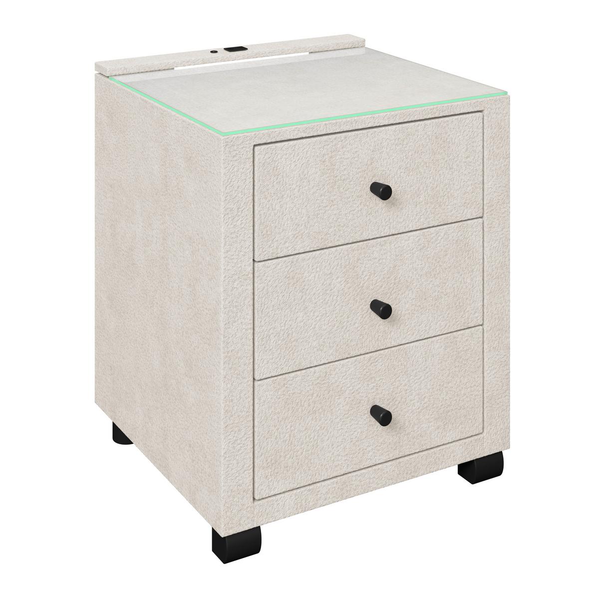 Nachtkästchen Elysia inkl. Beleuchtung B: 48 cm - Beige, Trend, Glas/Holz (48/68/45,5cm) - Luca Bessoni