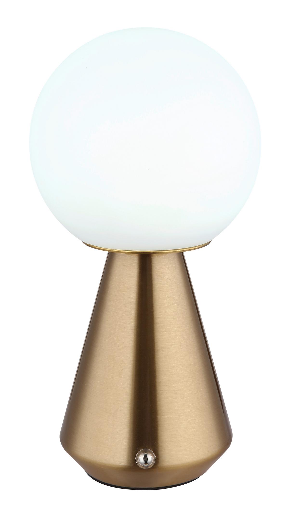 Akku-Tischleuchte Sora Weiß Kupferfarben D: 12cm - Weiß/Kupferfarben, KONVENTIONELL, Kunststoff/Metall (12/23,5cm) - Globo