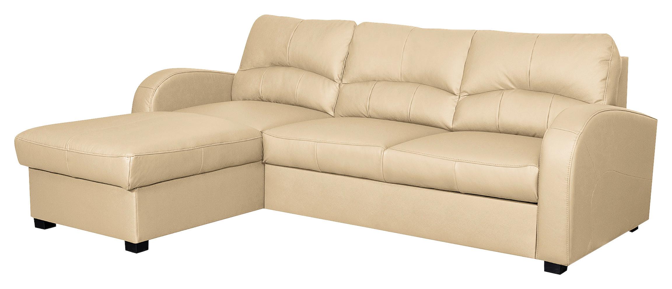 Ecksofa Tilo Beige S: 168 cm - Beige/Schwarz, Design, Leder/Textil (168/227cm) - Livetastic