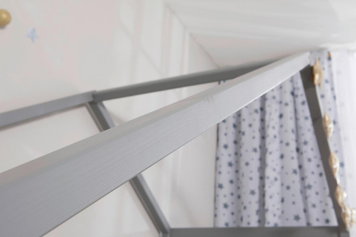 Hausbett Lou B: 90 cm Hellgrau Lou - Hellgrau/Weiß, MODERN, Holz/Textil (90/200cm) - MID.YOU