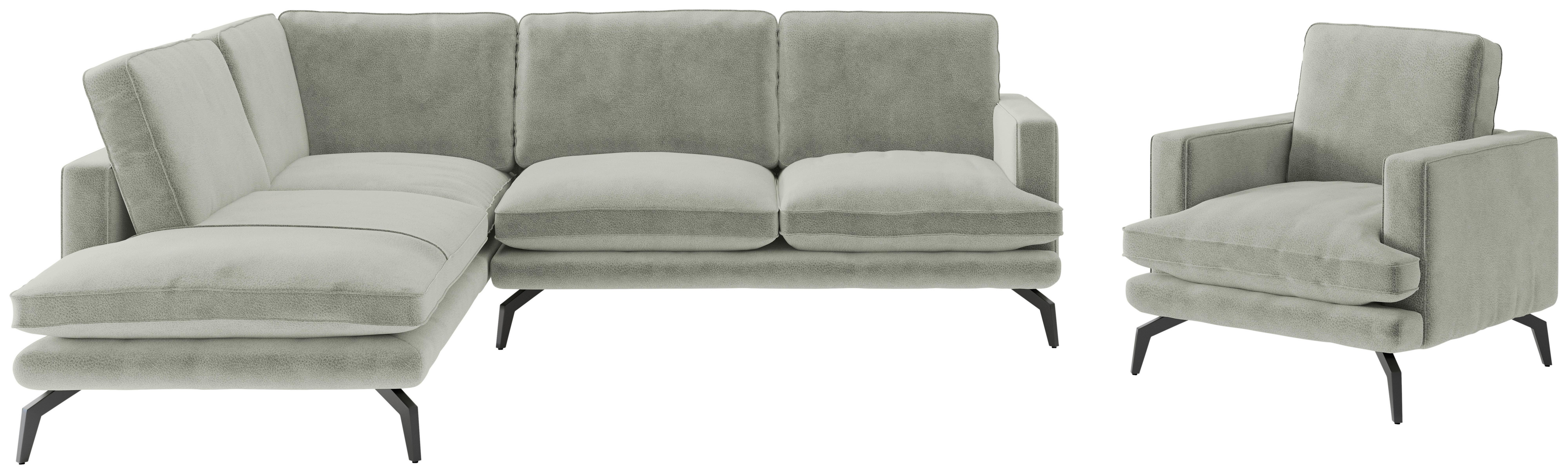 SITZGARNITUR BALI - Hellgrau/Schwarz, Design, Textil (202/250cm) - Livetastic