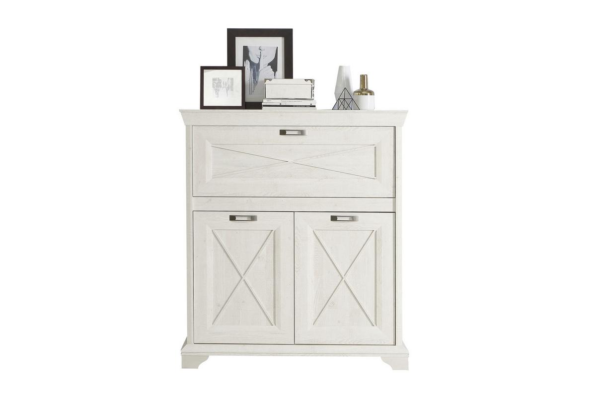 Highboard B: 123 Cm Kashmir Pinienfarben/weiß - Weiß/Pinienfarben, ROMANTIK / LANDHAUS, Holzwerkstoff/Kunststoff (123/143,3/48,2cm) - MID.YOU
