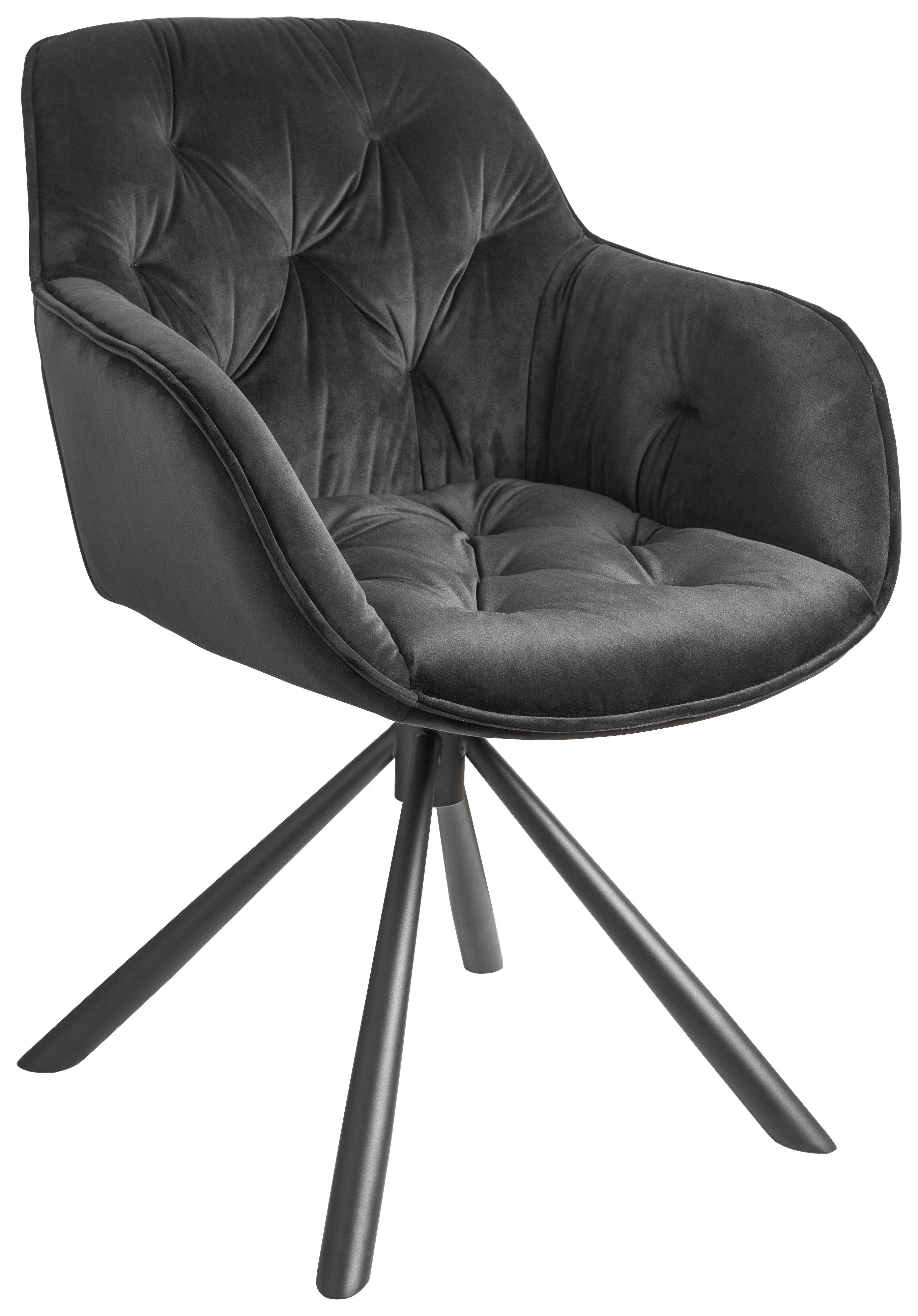 Židle EILEEN černá - černá, Lifestyle, kov/textil (68/86/64cm) - Premium Living