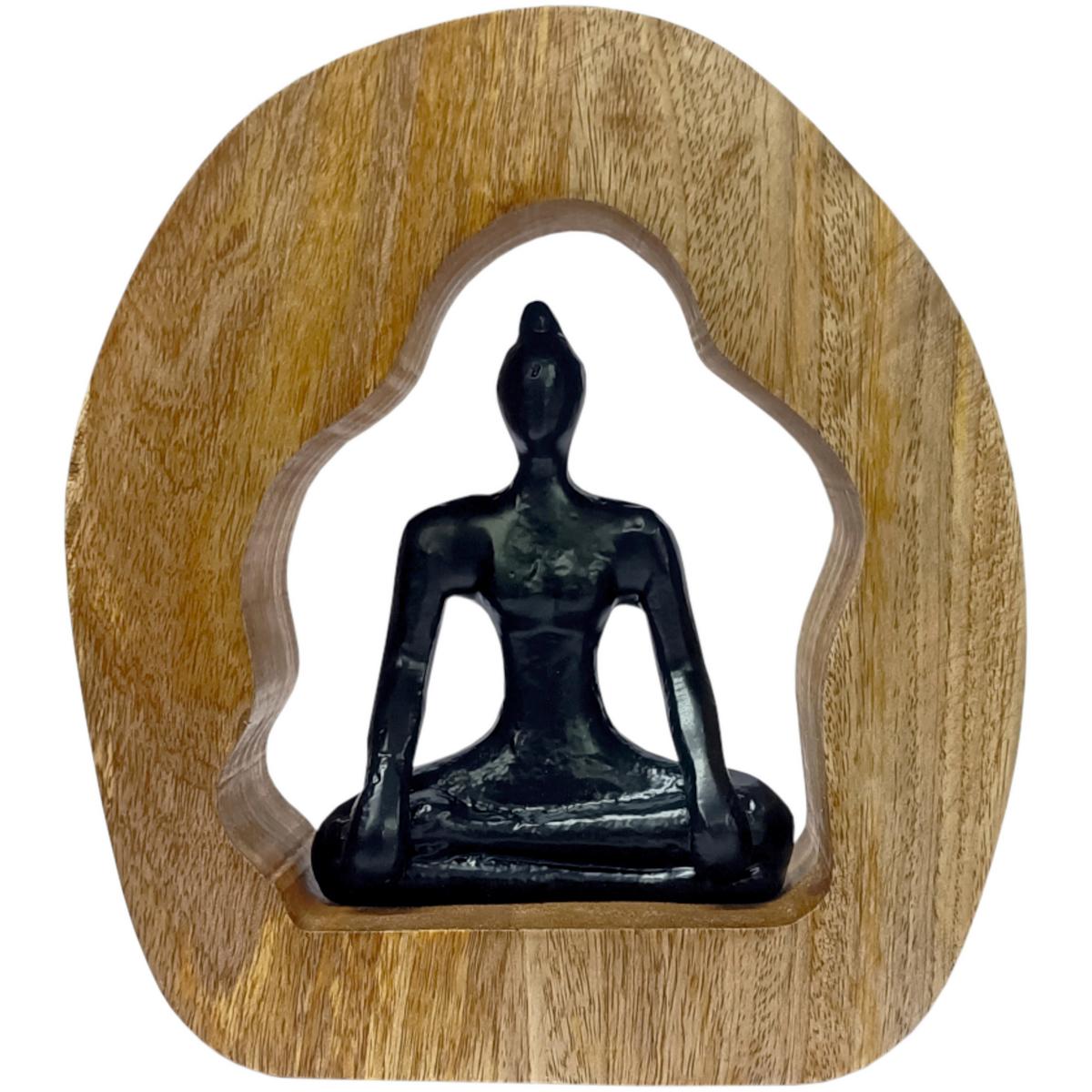 Buddha Flora - Schwarz/Naturfarben, MODERN, Holz/Metall (20,5/4/23cm) - Luca Bessoni