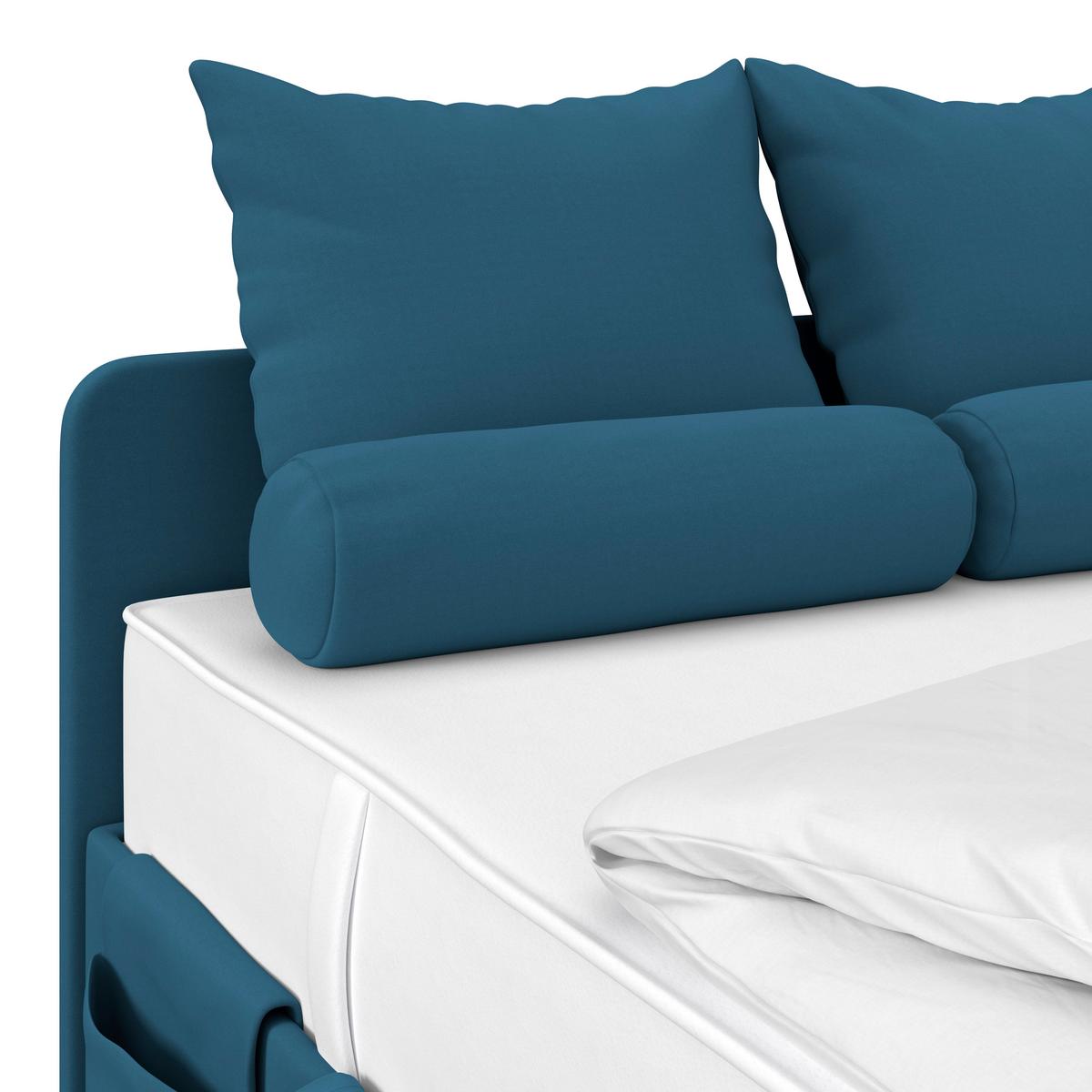 Polsterbett Remi - Chromfarben/Dunkelblau, MODERN, Holz/Textil (140/200cm)