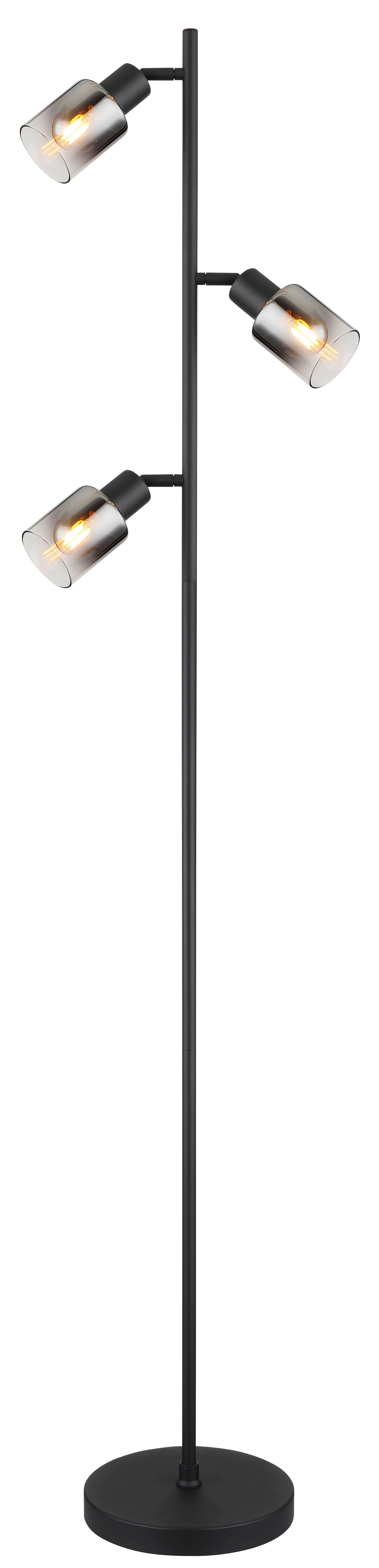 Stehlampe Timo Schwarz Elegant - Schwarz, MODERN, Glas/Metall (23/154cm) - Luca Bessoni