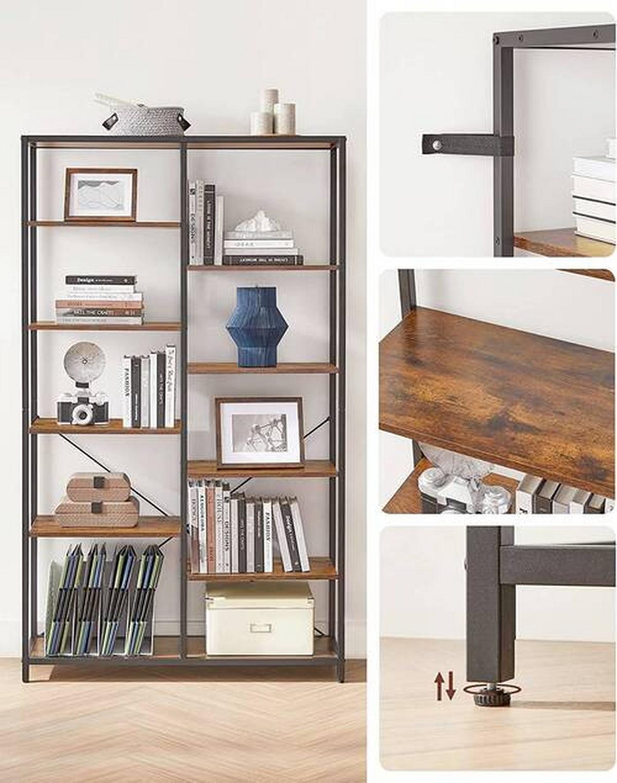 Bücherwand B: 100 Cm Braun/weiß - Schwarz/Braun, Basics, Holzwerkstoff/Metall (100/170/30cm) - Boxxx