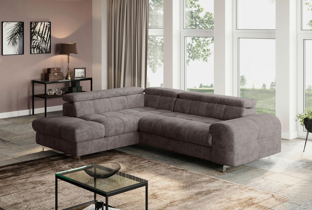Ecksofa Mit Schlaffunktion Cloud + Dunkelbraun - Chromfarben/Dunkelbraun, KONVENTIONELL, Textil (206/257cm) - Livetastic