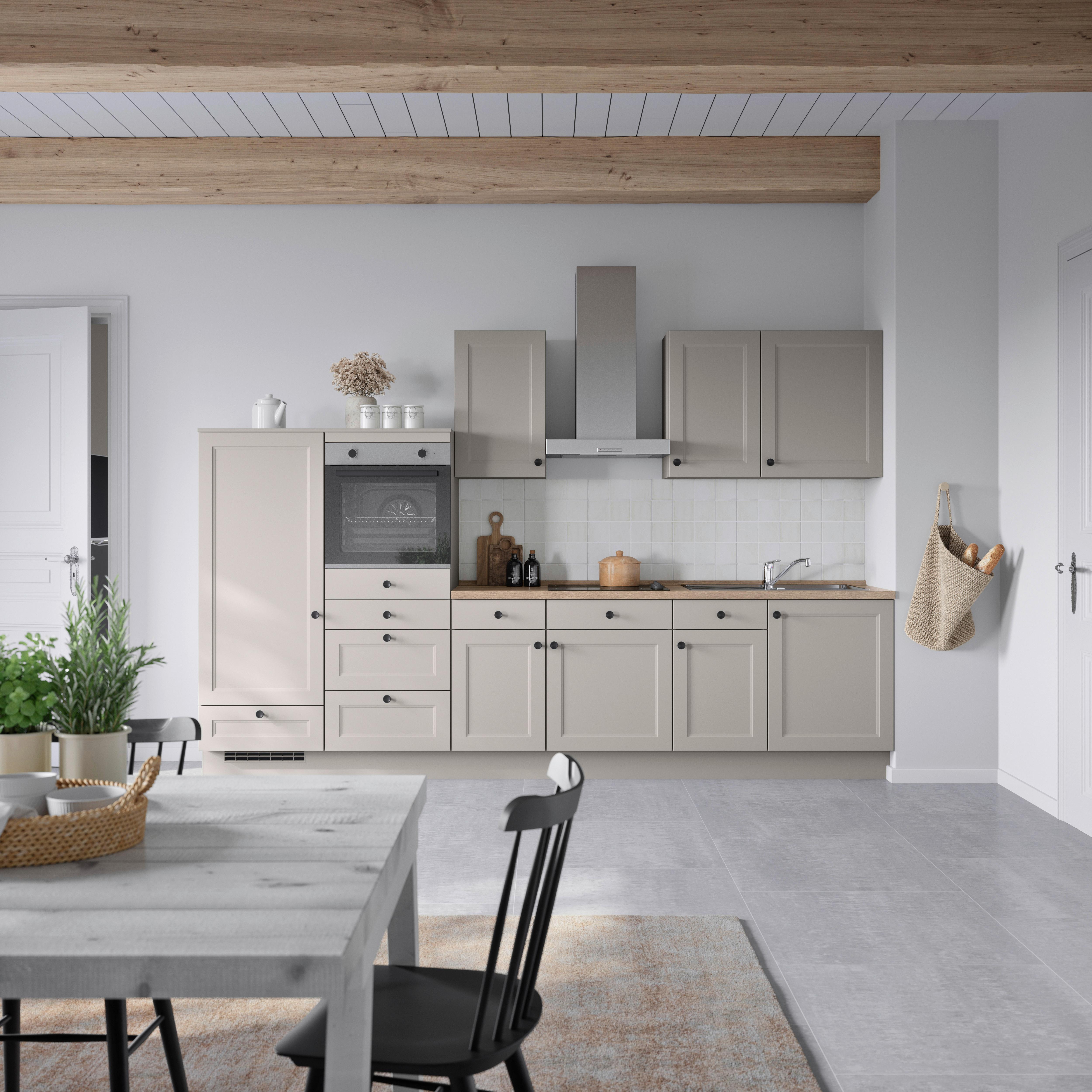 Kuchyňská linka 330 cm, kamenná sivá - šedá/černá, Moderní, kov/kompozitní dřevo (330cm) - Nobilia