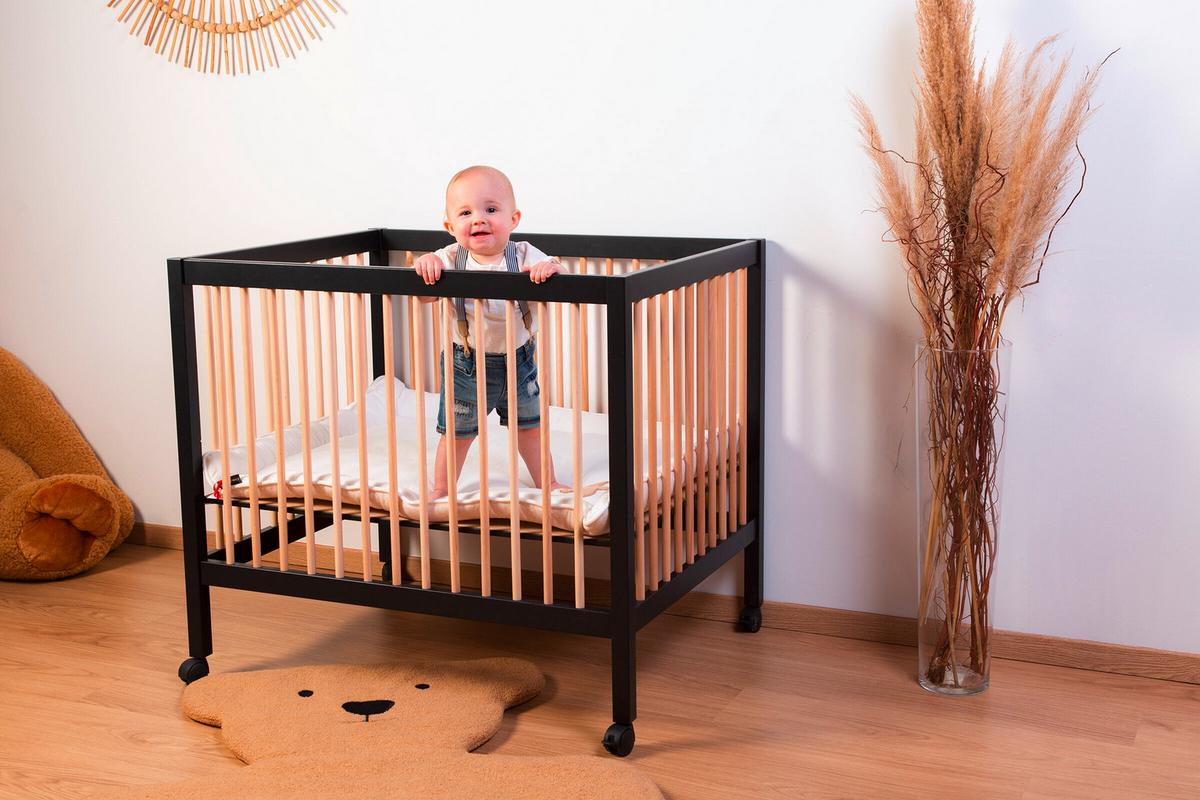 Laufgitter höhenverstellbar Schwarz, Naturfarben, L: 98 cm - Schwarz/Naturfarben, KONVENTIONELL, Holz/Kunststoff (98/78/82cm) - Childhome