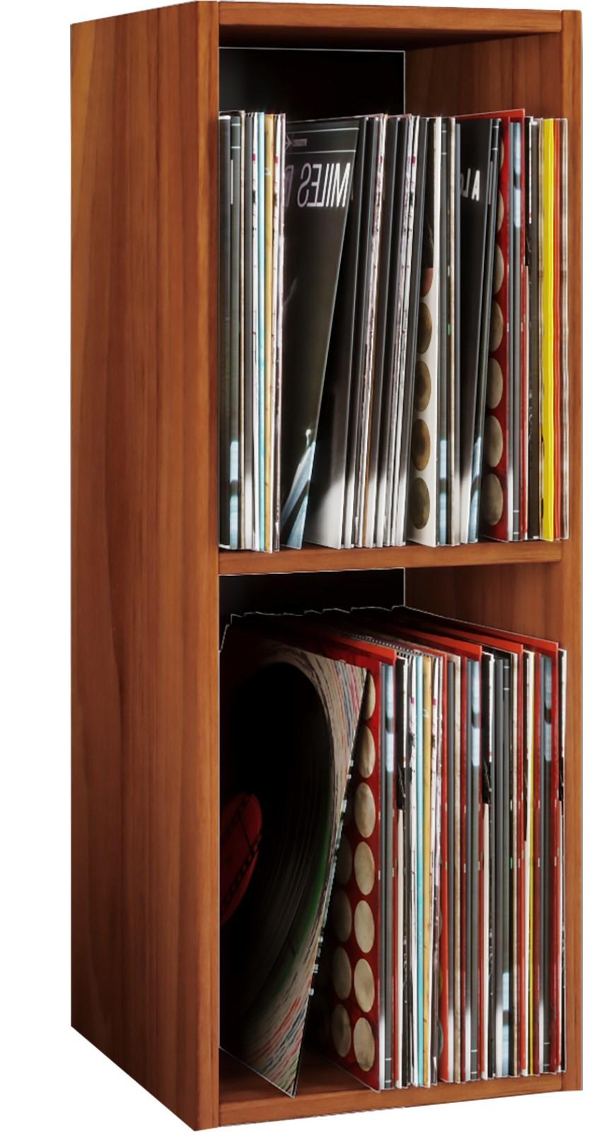 Regál na vinylové desky Platto, š. 34cm - barvy ořechu, Basics, kompozitní dřevo (34/72/30cm) - MID.YOU