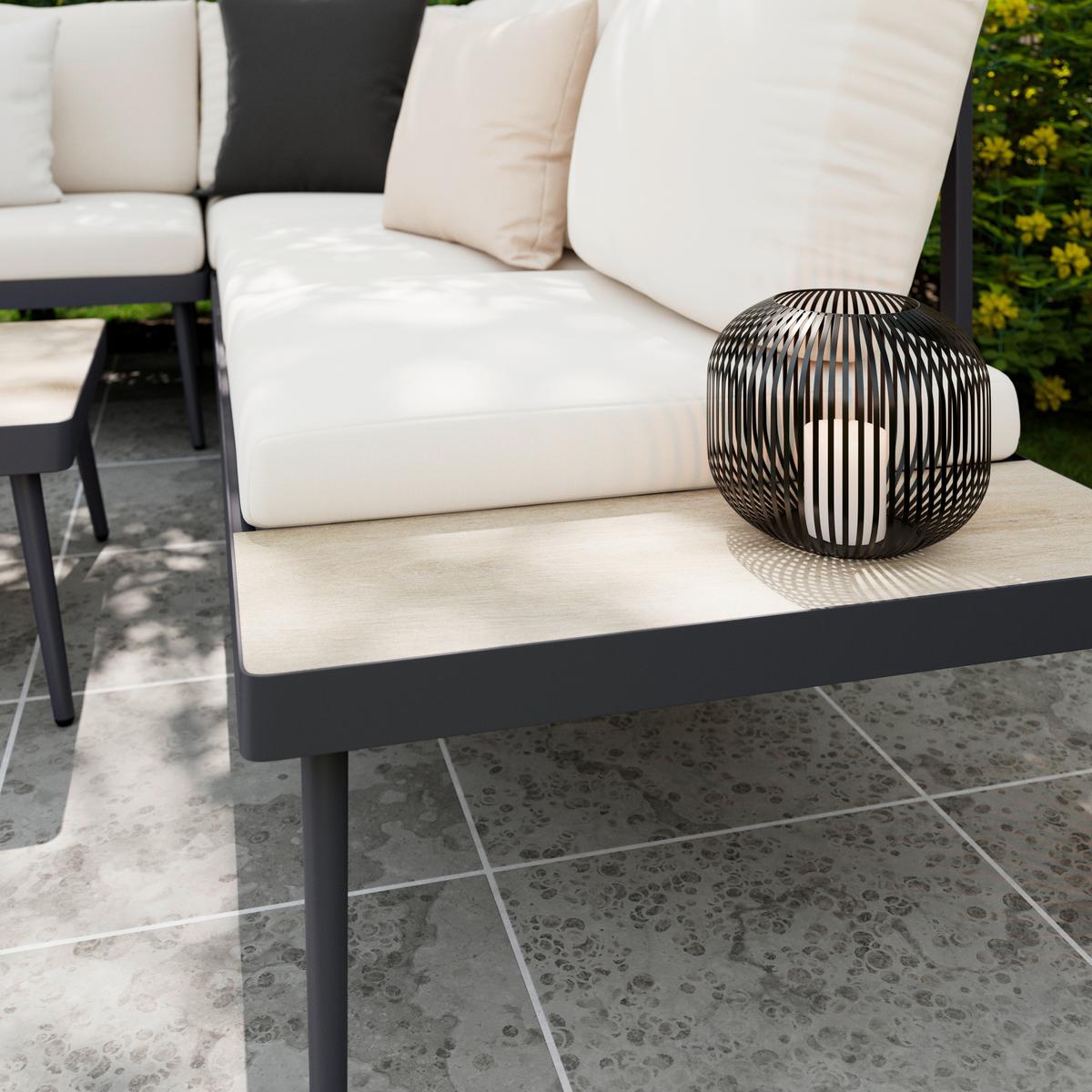 TERASOVÁ SEDACÍ SOUPRAVA SEJLA - tmavě šedá/přírodní barvy, Moderní, kov/textil (226/65/226cm) - Mömax